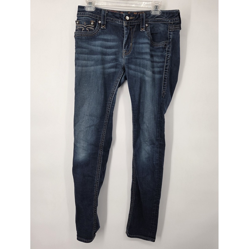 Rock Revival Alivia Womens 30 Jeans Low Rise Skinny Country Blue 30x32 Cowgirl - Picture 2 of 14